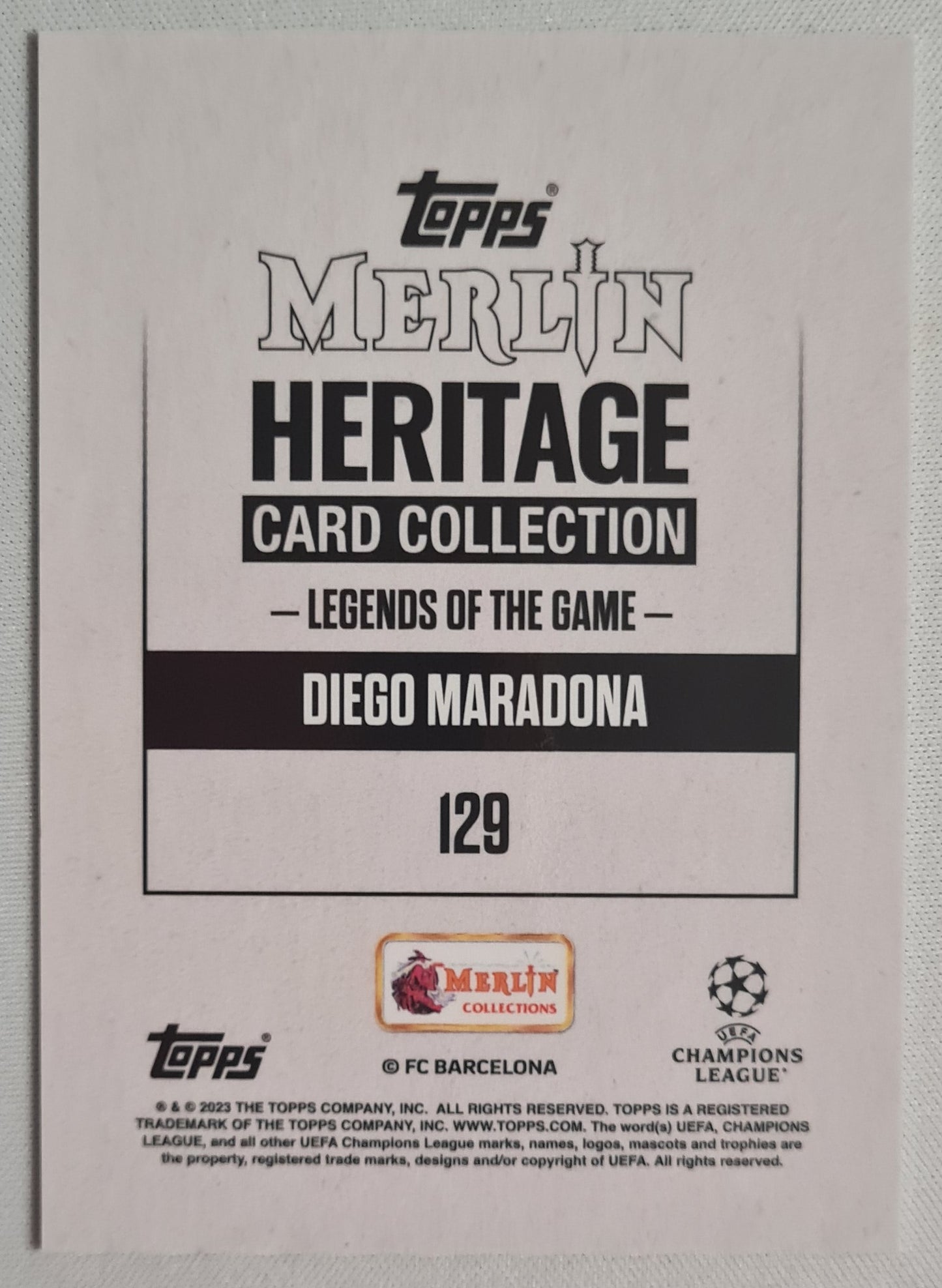 Diego Maradona - 2023 Topps Merlin Heritage Card Collection - Legends of the Game #129 Purple/99