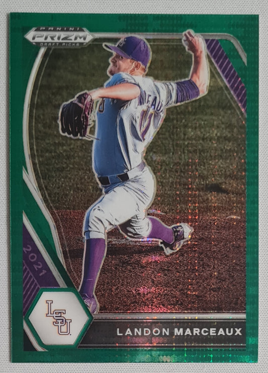 Landon Marceaux - 2021 Panini Prizm Draft Picks #PDP8o Baseball LSU - Green Pulsar Prizm