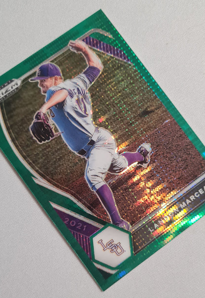 Landon Marceaux - 2021 Panini Prizm Draft Picks #PDP8o Baseball LSU - Green Pulsar Prizm