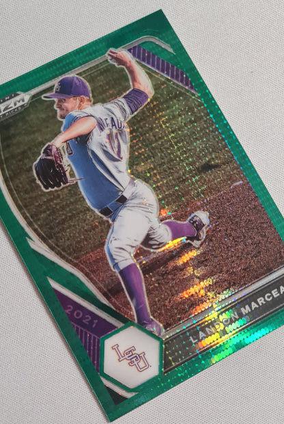 Landon Marceaux - 2021 Panini Prizm Draft Picks #PDP8o Baseball LSU - Green Pulsar Prizm