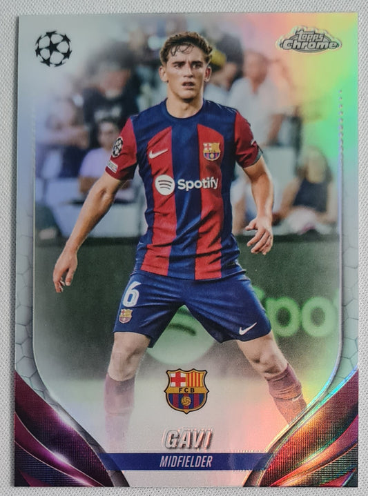Gavi - 2024 Topps Chrome FC Barcelona Champions League #63 Refractor
