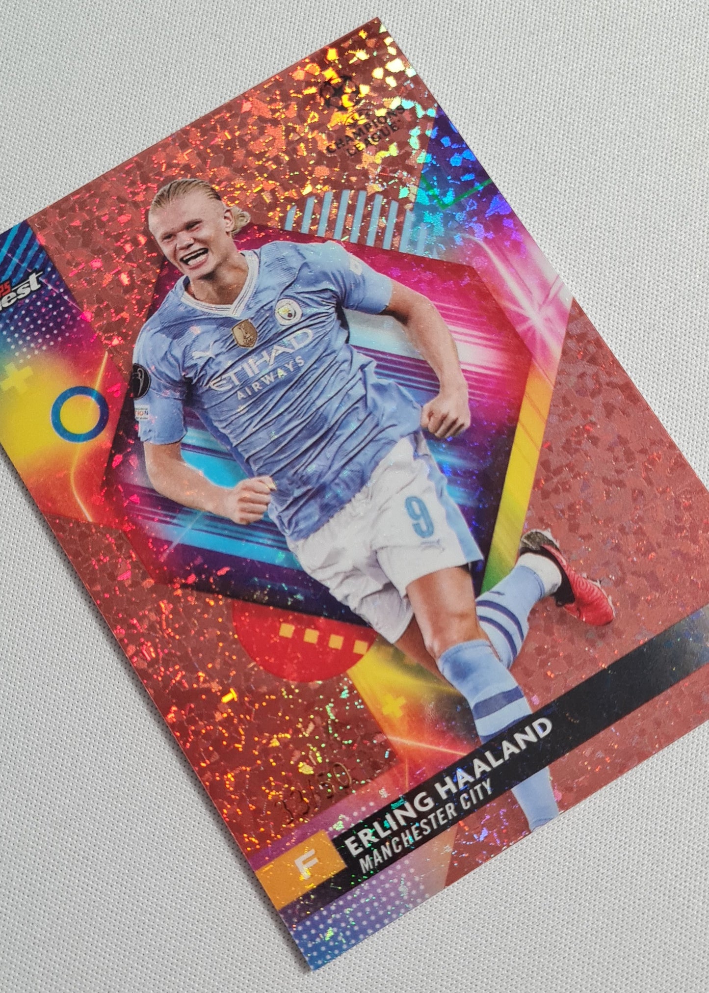 Erling Haaland - 2024 Topps Finest #121 Rose Gold Mini Diamond Refr. UCC /50