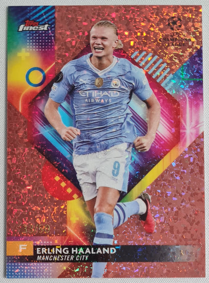Erling Haaland - 2024 Topps Finest #121 Rose Gold Mini Diamond Refr. UCC /50