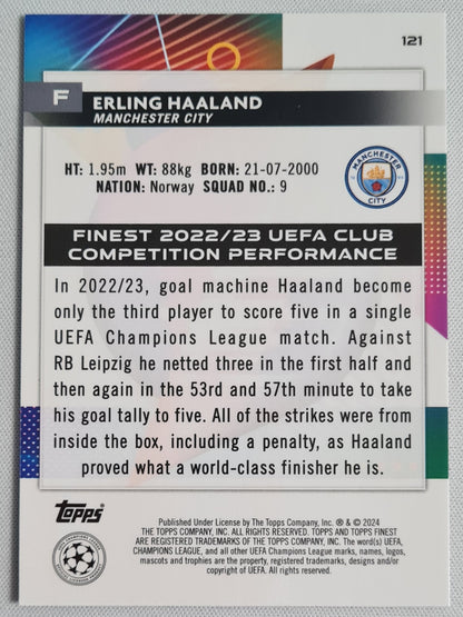 Erling Haaland - 2024 Topps Finest #121 Rose Gold Mini Diamond Refr. UCC /50