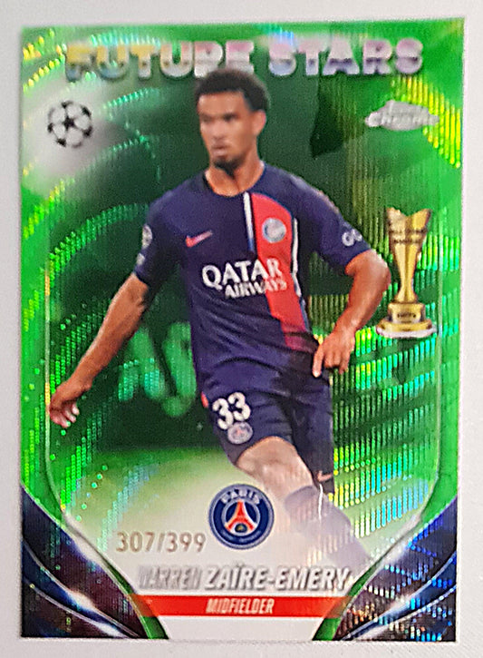 Warren Zaire-Emery - 2024 Topps Chrome Future Stars /399 Paris Saint Germain #159 Green Wave