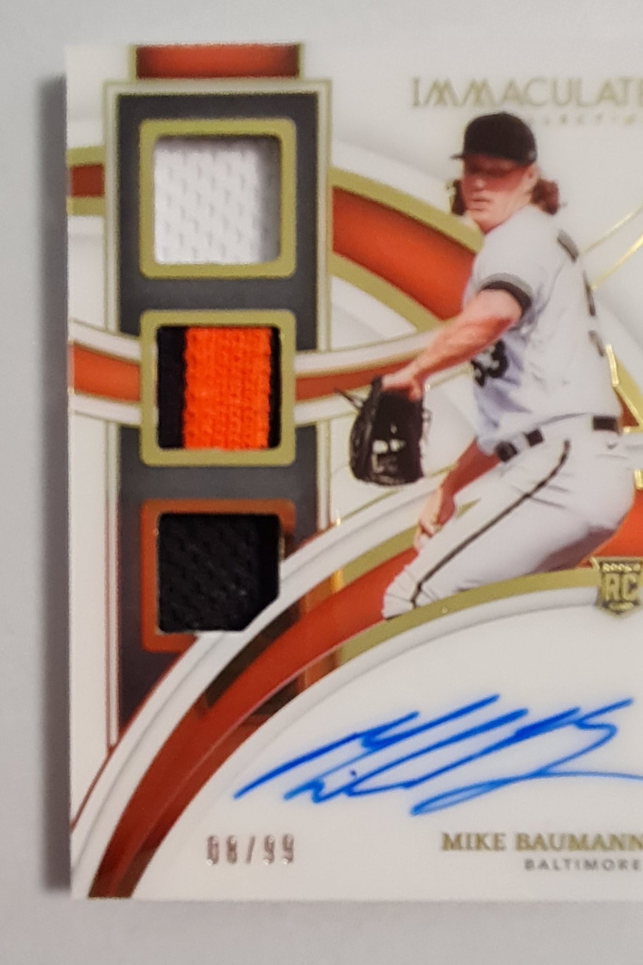 Mike Baumann - 2022 Panini Immaculate Baseball #RTMS-MB Baltimore (RC) triple patch Auto /99