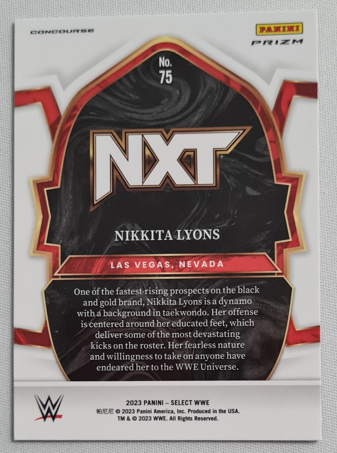 Nikkita Lyons - 2023 Panini Select WWE #75 NXT Wrestling - Concourse Red/White/Blue Prizm