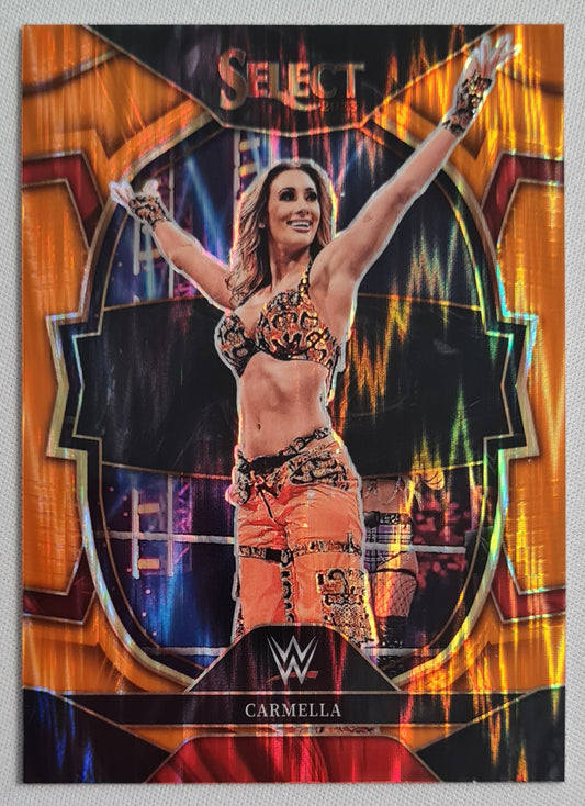Carmella - 2023 Panini Select Prizm WWE Concourse #18 RAW Orange Flash Prizm