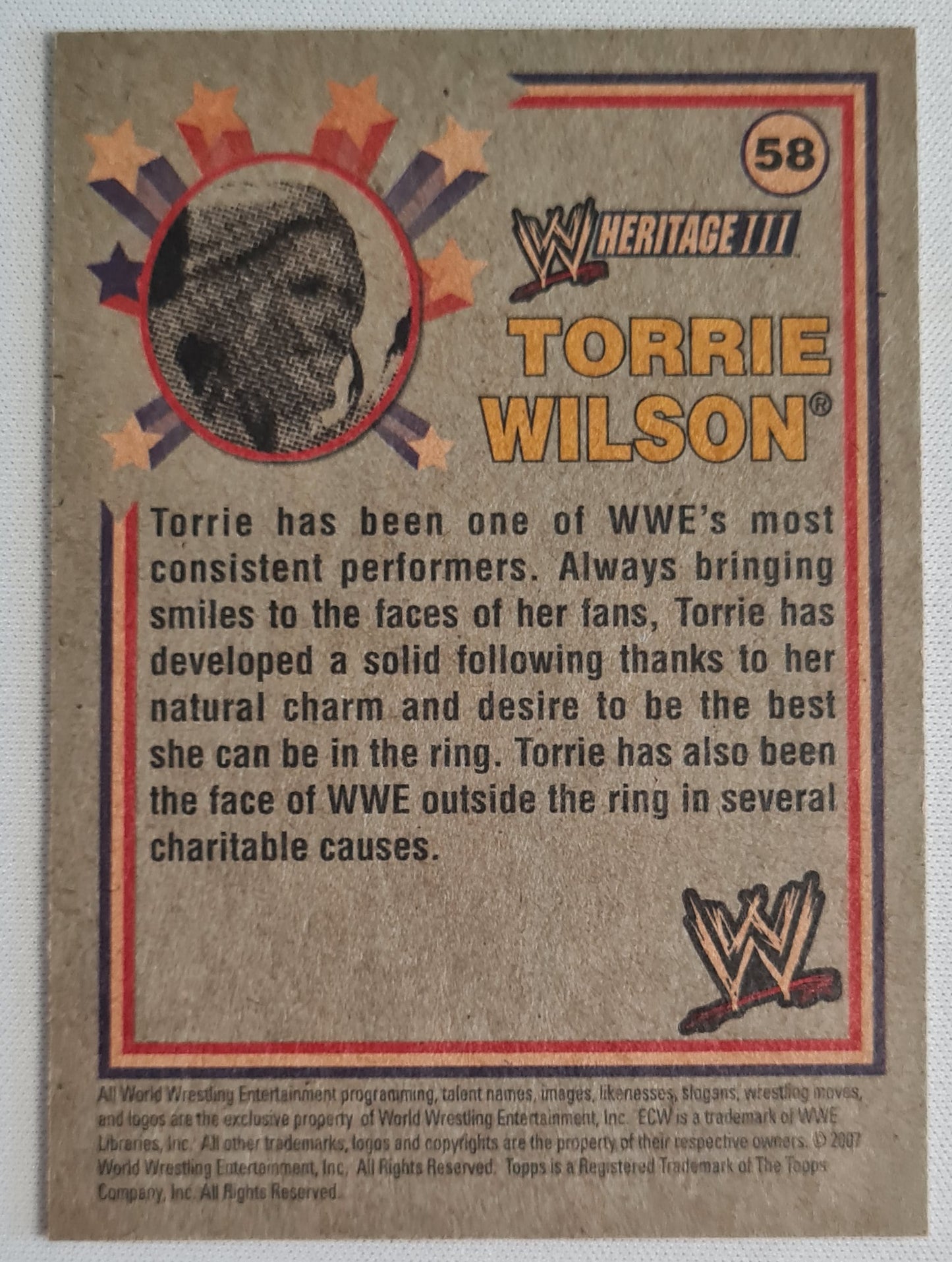 Torrie Wilson - 2007 Topps Heritage #58 WWE Divas Superstar