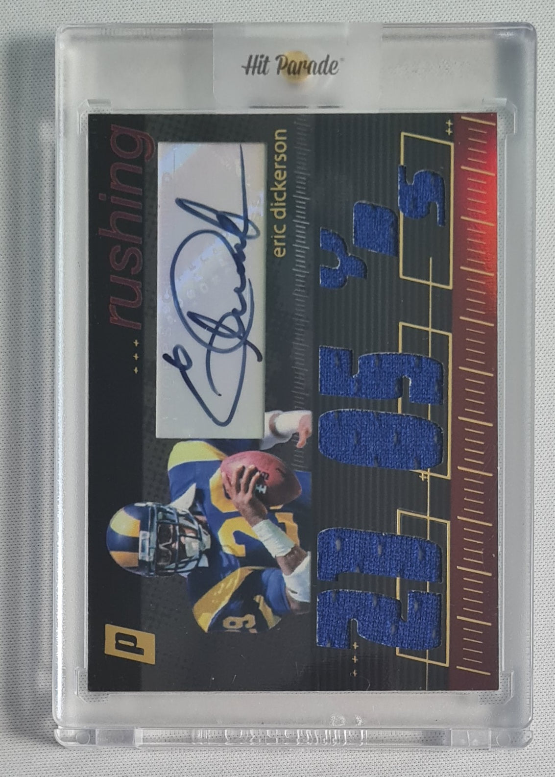 Eric Dickerson -2007 Topps Paradigm #TPCHR-ED /25 Los Angeles Rams - Autograph + Triple Relic Card