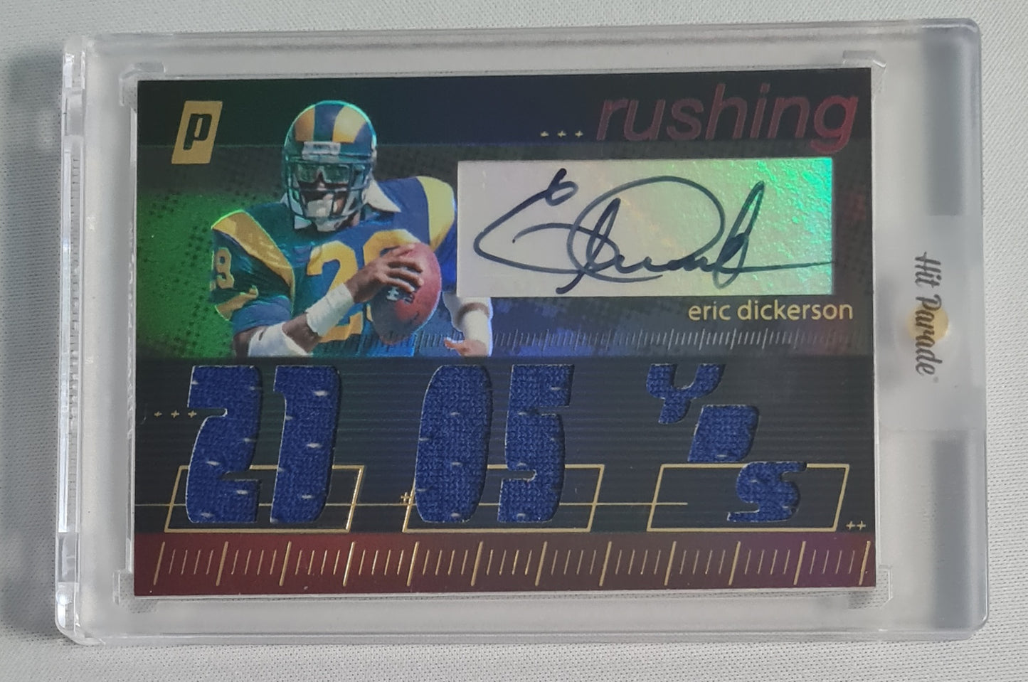 Eric Dickerson -2007 Topps Paradigm #TPCHR-ED /25 Los Angeles Rams - Autograph + Triple Relic Card
