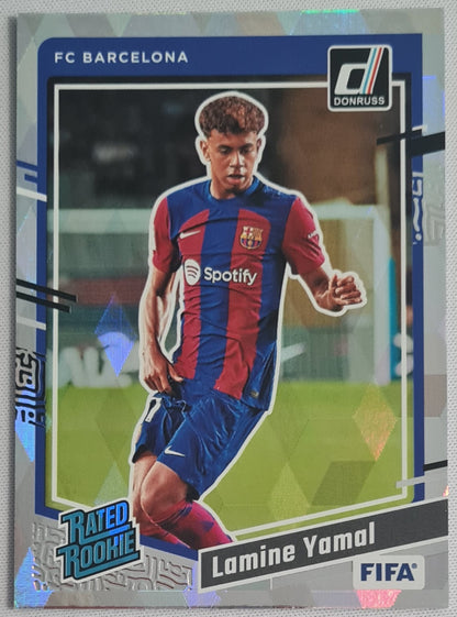 Lamine Yamal - 2023 Panini Donruss Soccer #177 FC Barcelona Rated Rookie Cracked Ice