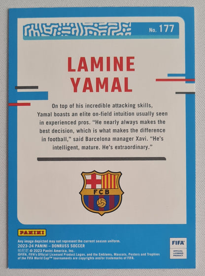 Lamine Yamal - 2023 Panini Donruss Soccer #177 FC Barcelona Rated Rookie Cracked Ice