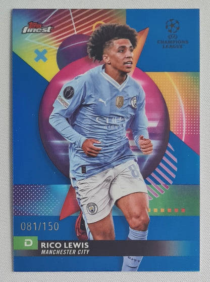 Rico Lewis - 2024 Topps Finest Manchester City #116 CL /150 Blue