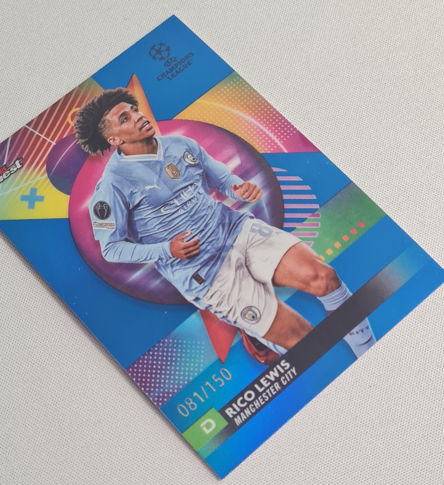 Rico Lewis - 2024 Topps Finest Manchester City #116 CL /150 Blue