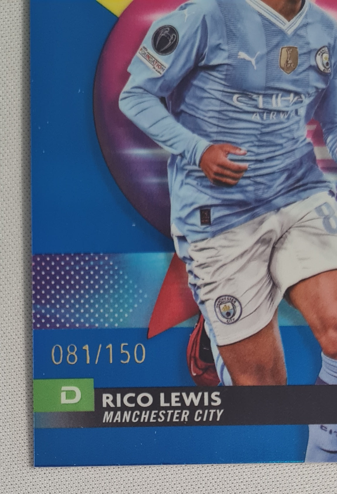 Rico Lewis - 2024 Topps Finest Manchester City #116 CL /150 Blue
