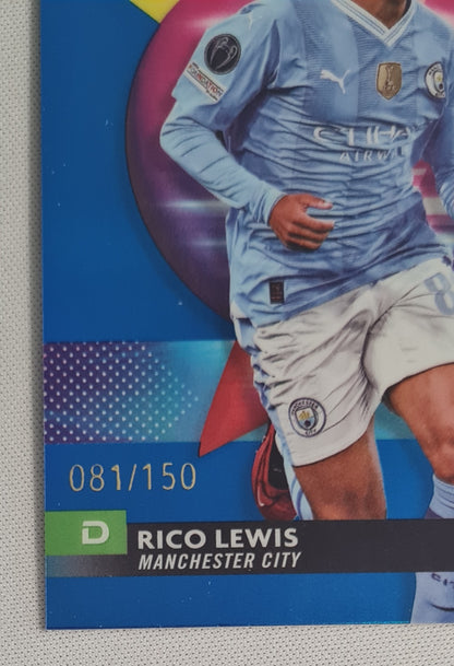 Rico Lewis - 2024 Topps Finest Manchester City #116 CL /150 Blue