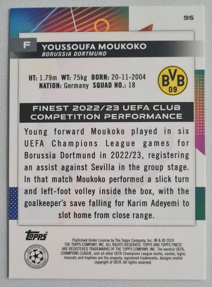 Youssoufa Moukoko - 2024 Topps Finest Borussia Dortmund BVB #95 CL /299 Purple