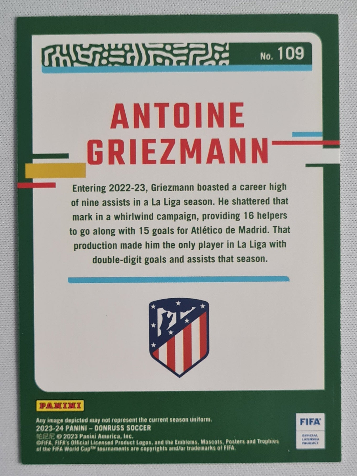 Antoine Griezmann - 2023 Panini Donruss Soccer #109 Atletico de Madrid Silver Cube