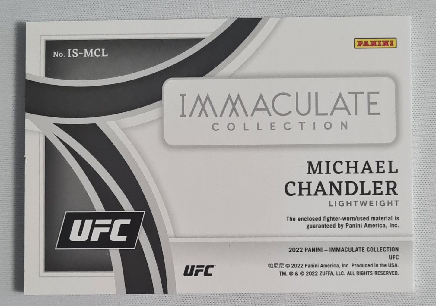 Michael Chandler - 2022 Panini Immaculate Collection #IS-MCL /99 Patch