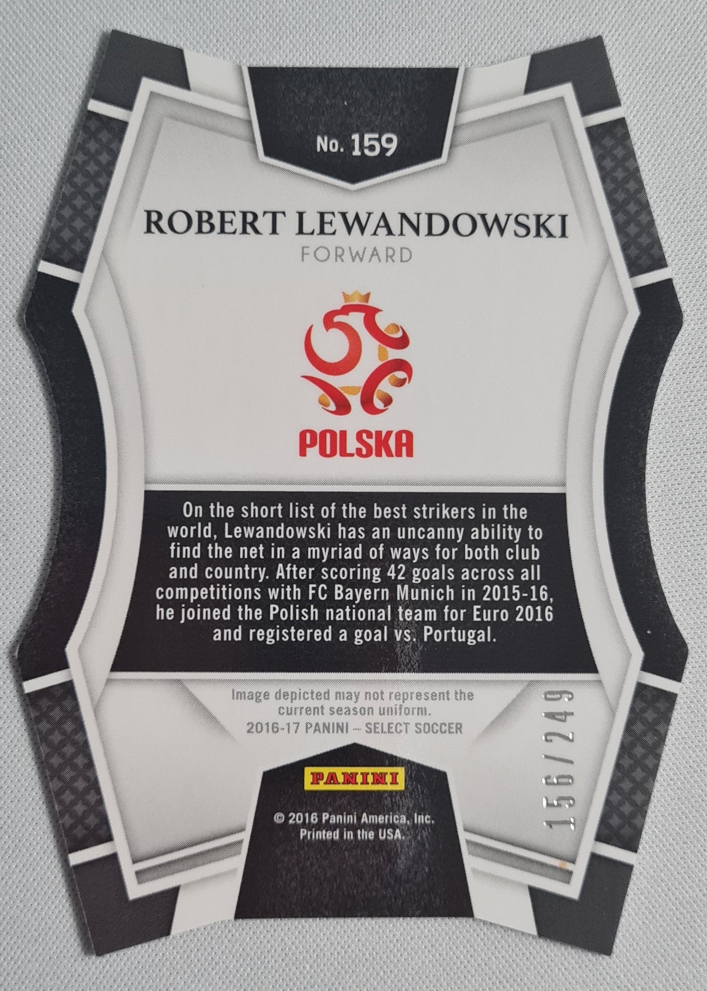 Robert Lewandowski - 2016 Panini Select Soccer #159 POLSKA /249 Light Blue Prizm Die Cut