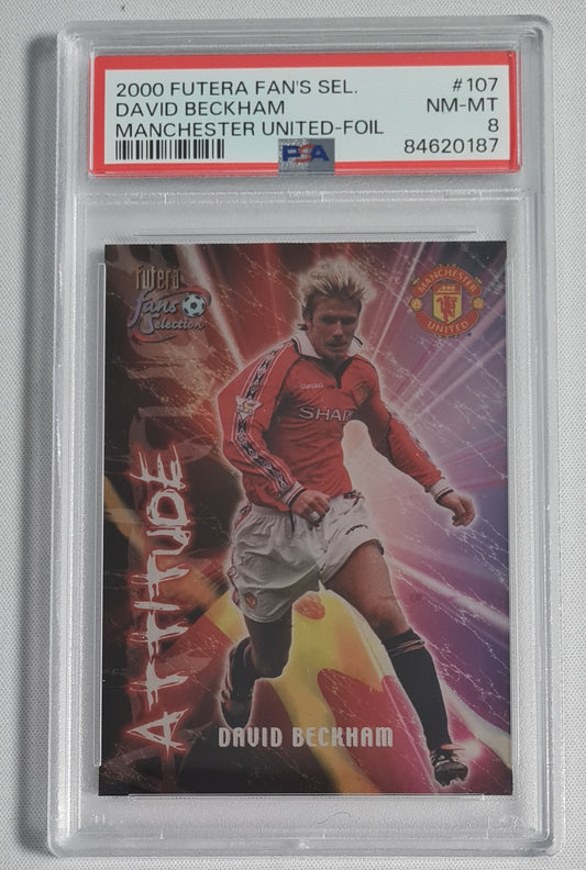 David Beckham - 2000 Futera Fans Selection #107 - Manchester United PLC - FOIL PSA 8