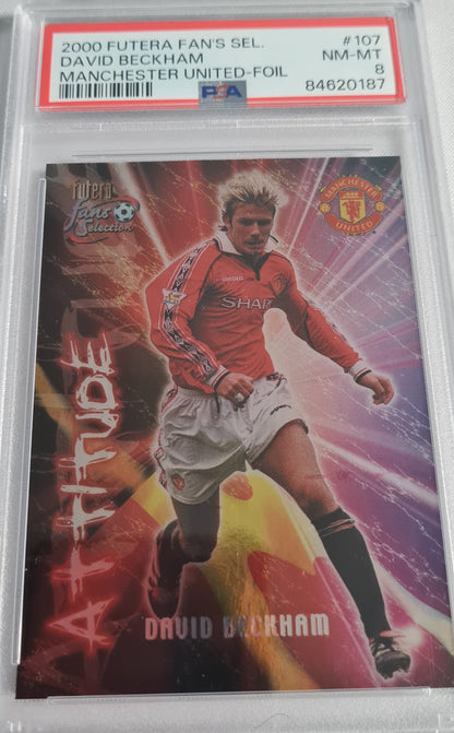 David Beckham - 2000 Futera Fans Selection #107 - Manchester United PLC - FOIL PSA 8
