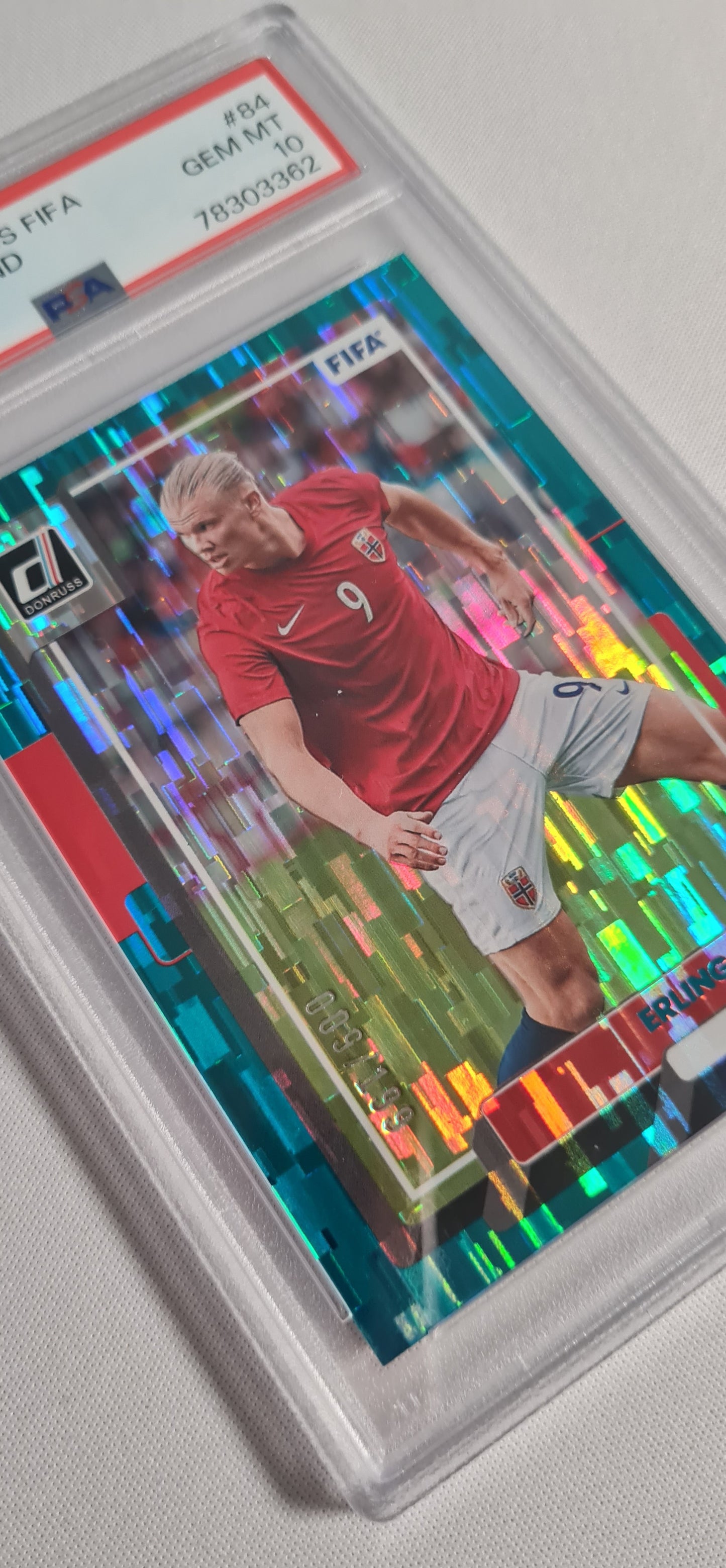 Erling Haaland - 2022 Panini Donruss FIFA #84 TEAL PSA 10 Team Norway /199