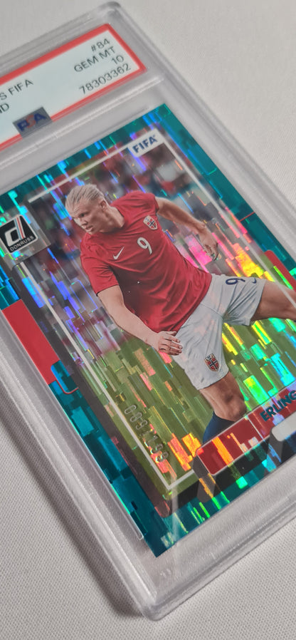 Erling Haaland - 2022 Panini Donruss FIFA #84 TEAL PSA 10 Team Norway /199