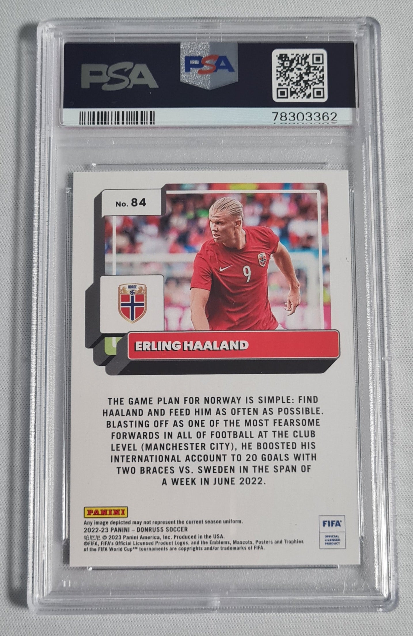 Erling Haaland - 2022 Panini Donruss FIFA #84 TEAL PSA 10 Team Norway /199