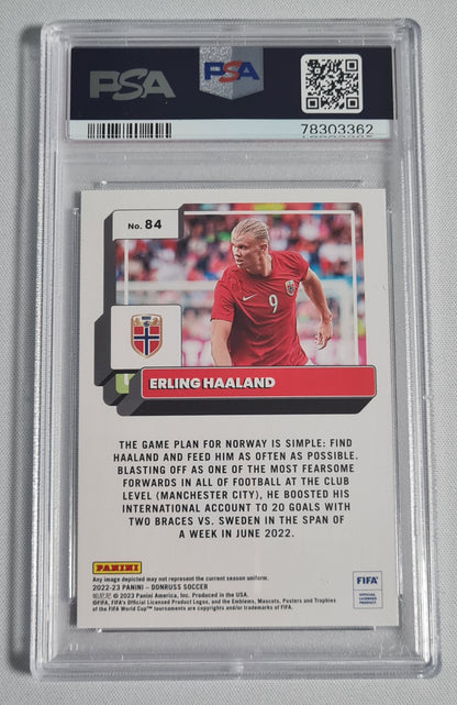 Erling Haaland - 2022 Panini Donruss FIFA #84 TEAL PSA 10 Team Norway /199