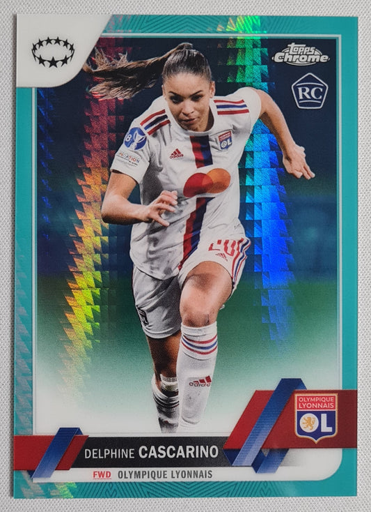 Delphine Cascarino - 2023 Topps Chrome #36 (RC) Olympique Lyonnais (CL) Aqua Refractor