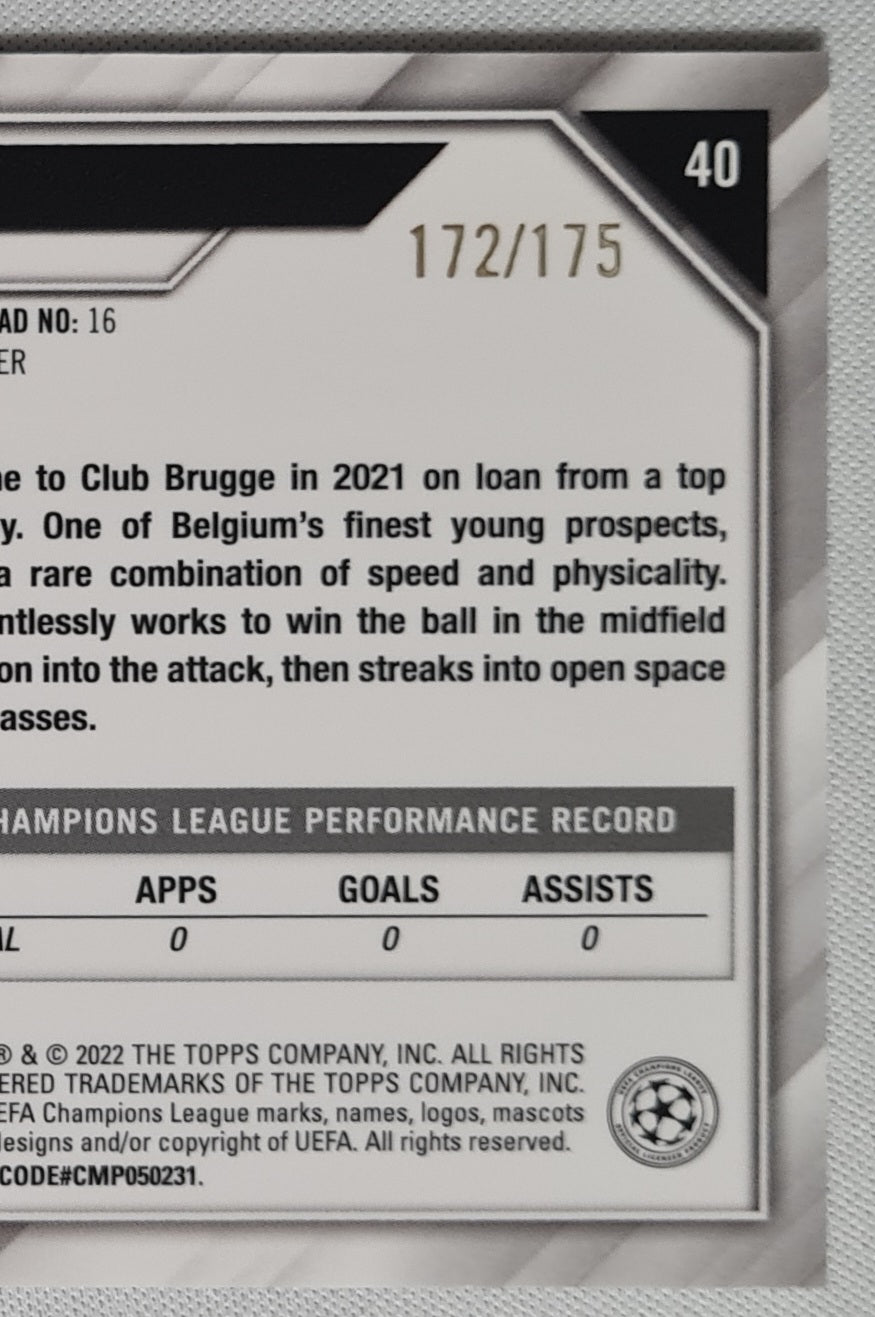 Tibo Persyn - 2022 Topps Chrome #40 (RC) Club Brugge Refractor /275