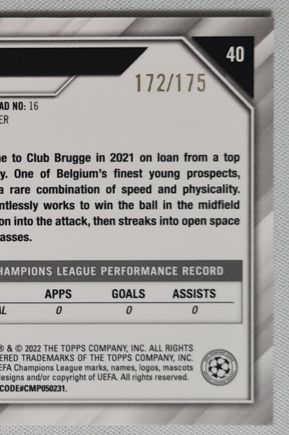 Tibo Persyn - 2022 Topps Chrome #40 (RC) Club Brugge Refractor /275