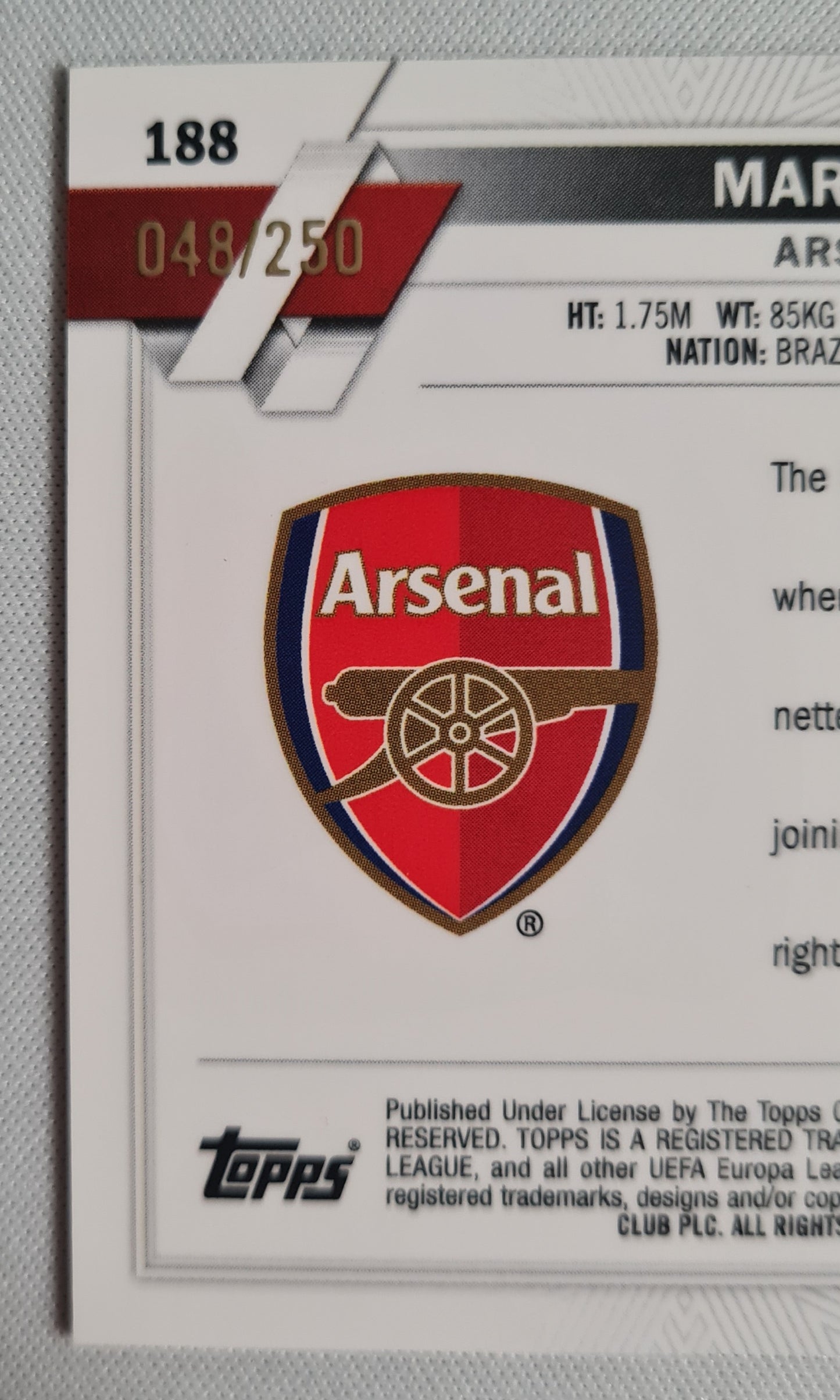 Marquinhos - 2023 Topps Chrome #188 (RC) Arsenal Europa League Pink X-Fractor /250