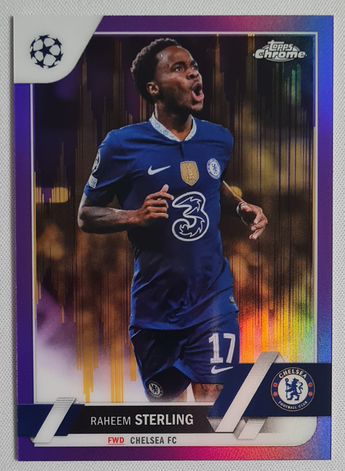 Raheem Sterling - 2023 Topps Chrome #113 (CL) Chelsea FC Purple Gold Siesmic