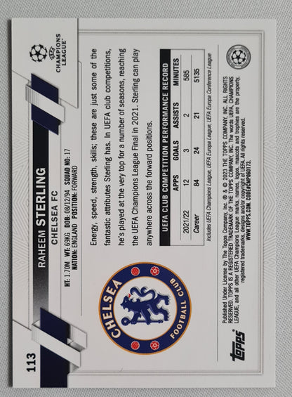 Raheem Sterling - 2023 Topps Chrome #113 (CL) Chelsea FC Purple Gold Siesmic
