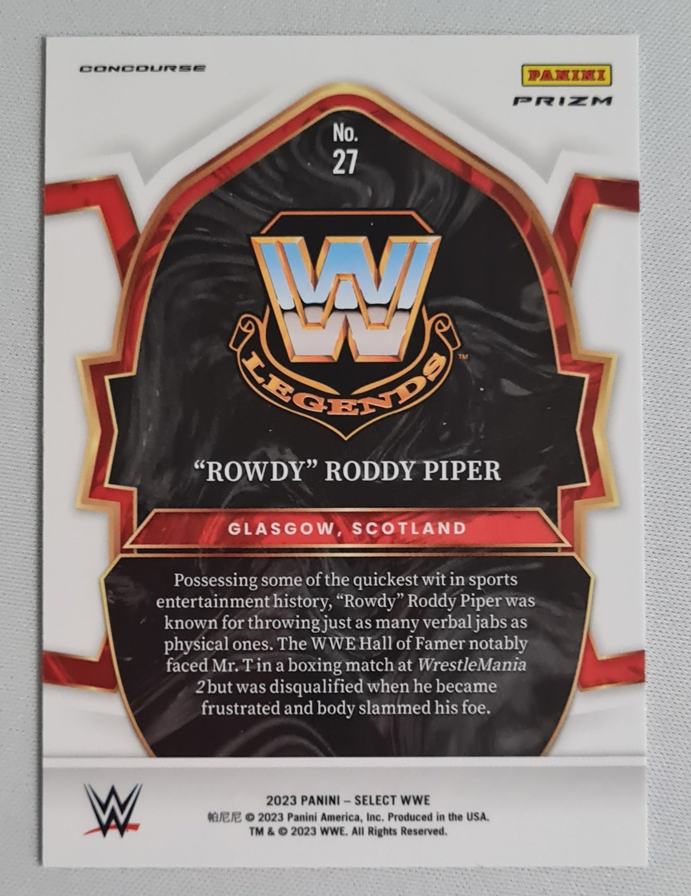 "Rowdy" Roddy Piper - 2023 Panini Select WWE #27 HOF Wrestling Superstar Refractor