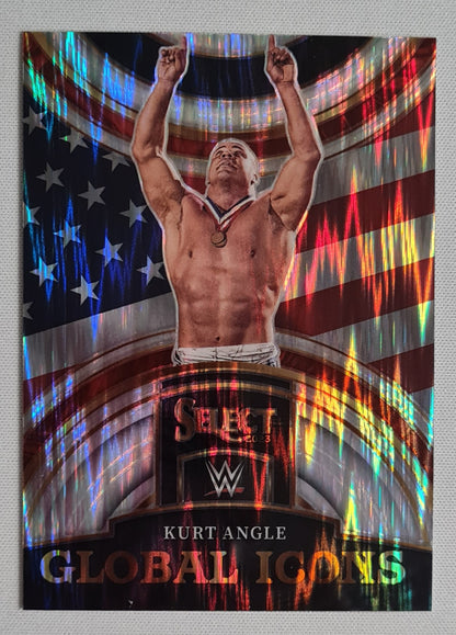 Kurt Angle - 2023 Panini Select WWE Wrestling Prizm #23 Global Icon Silver Flash HOF