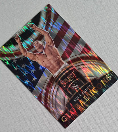 Kurt Angle - 2023 Panini Select WWE Wrestling Prizm #23 Global Icon Silver Flash HOF