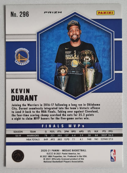 Kevin Durant - 2020 Panini Mosaic Basketball NBA Golden State Warriors #296 Reactive Orange prizm