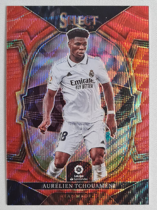 Aurelien Tchouameni - 2022 Panini Select La Liga Soccer # 71  Red Mojo Prizm