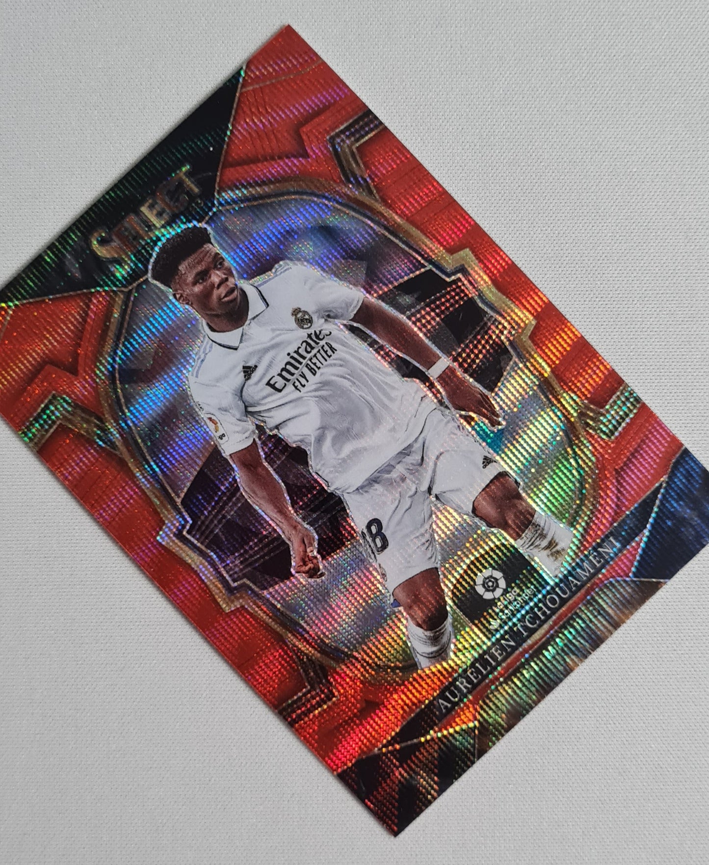 Aurelien Tchouameni - 2022 Panini Select La Liga Soccer # 71  Red Mojo Prizm