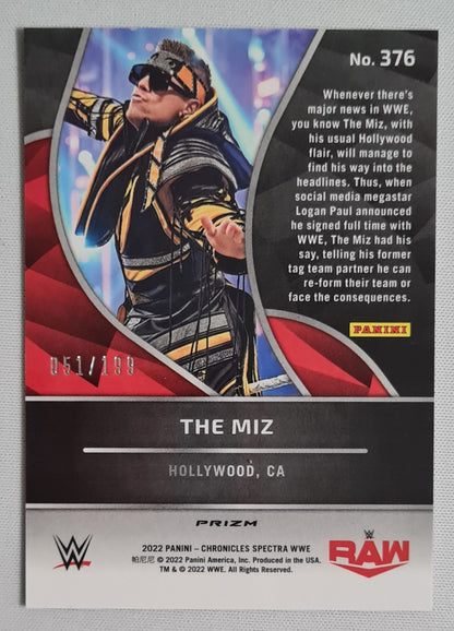 The Miz - 2022 Panini Chronicles Spectra WWE RAW #376 Red Prizm /199