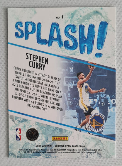 Stephen Curry - 2021/22 Panini Donruss Optic Basketball #1 "Splash!" NBA Golden State Warriors