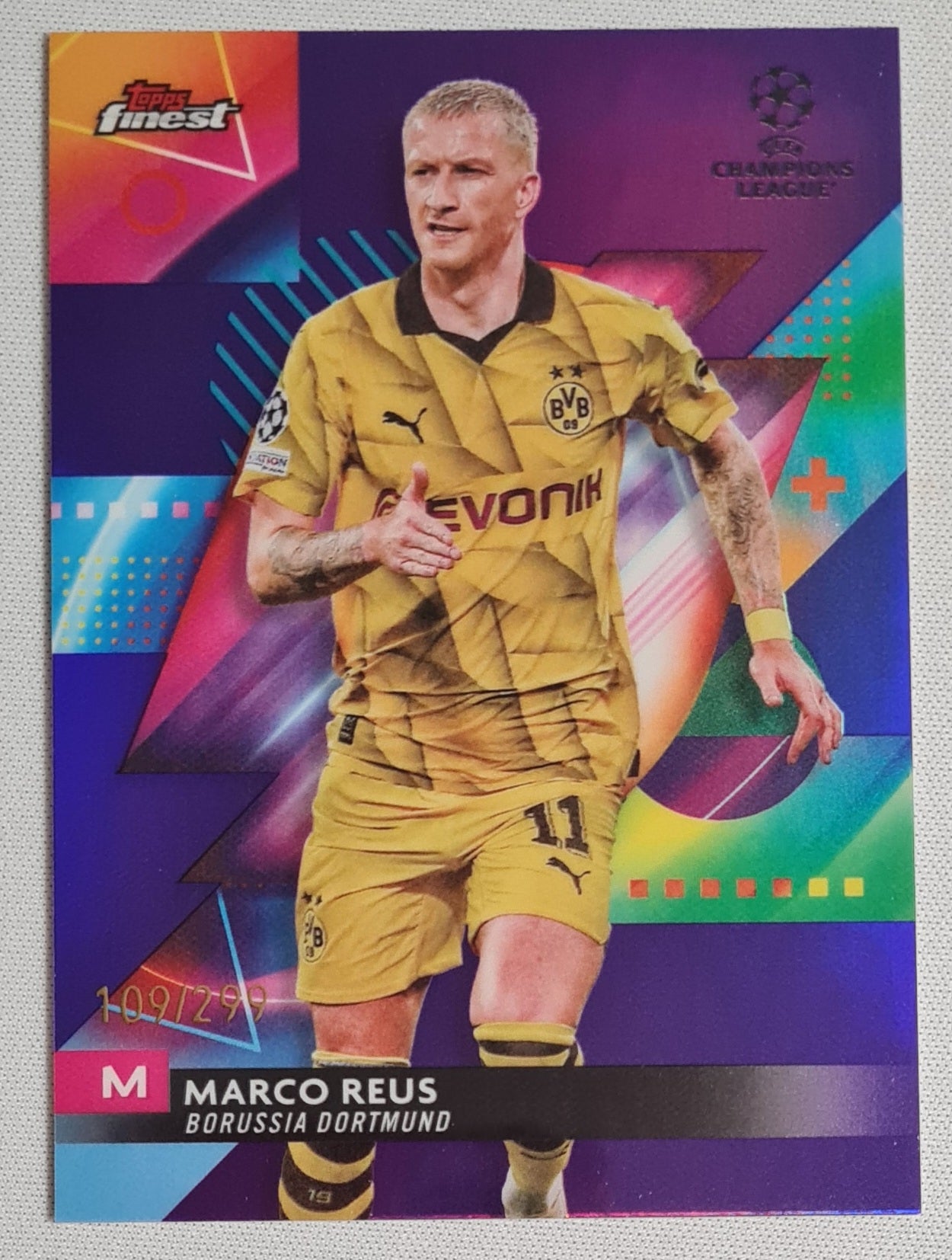 Marco Reus - 2024 Topps Finest #34 (CL) Purple Refractor /299 BvB09