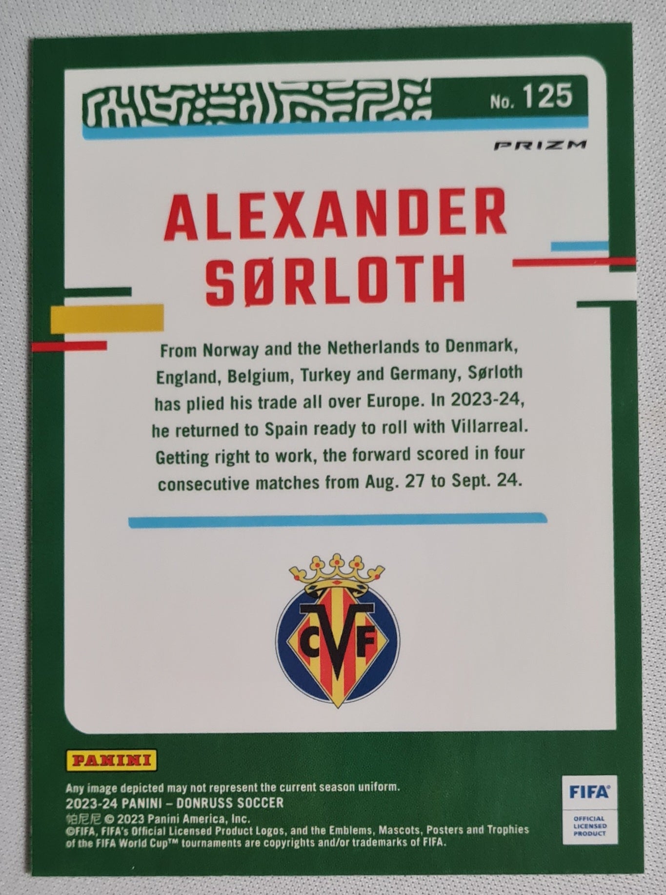 Alexander Sorloth - 2023/24 Panini Donruss Soccer #125 Prizm - Villarreal CF