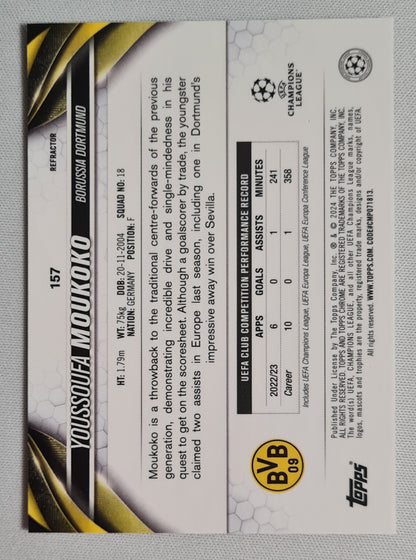 Youssoufa Moukoko - 2024 Topps Chrome #157 Refractor - Borussia Dortmund BvB09 (CL)