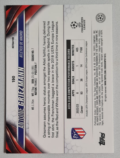 Antoine Griezmann - 2024 Topps Chrome (CL) #190 Refractor - Atletico de Madrid