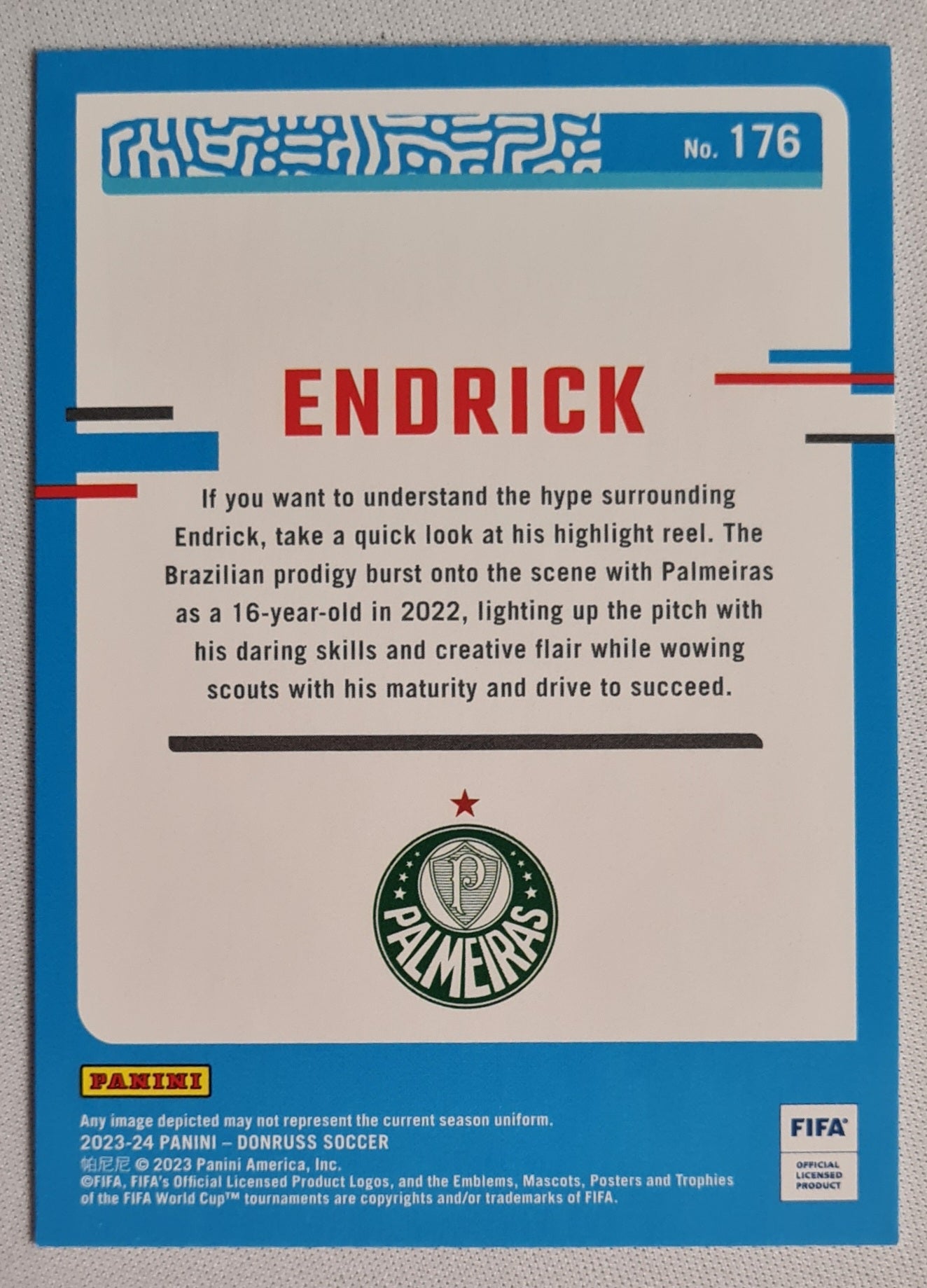 Endrick - 2023/24 Panini Donruss Soccer Optic FIFA #176 (RC) Rated Rookie Holo